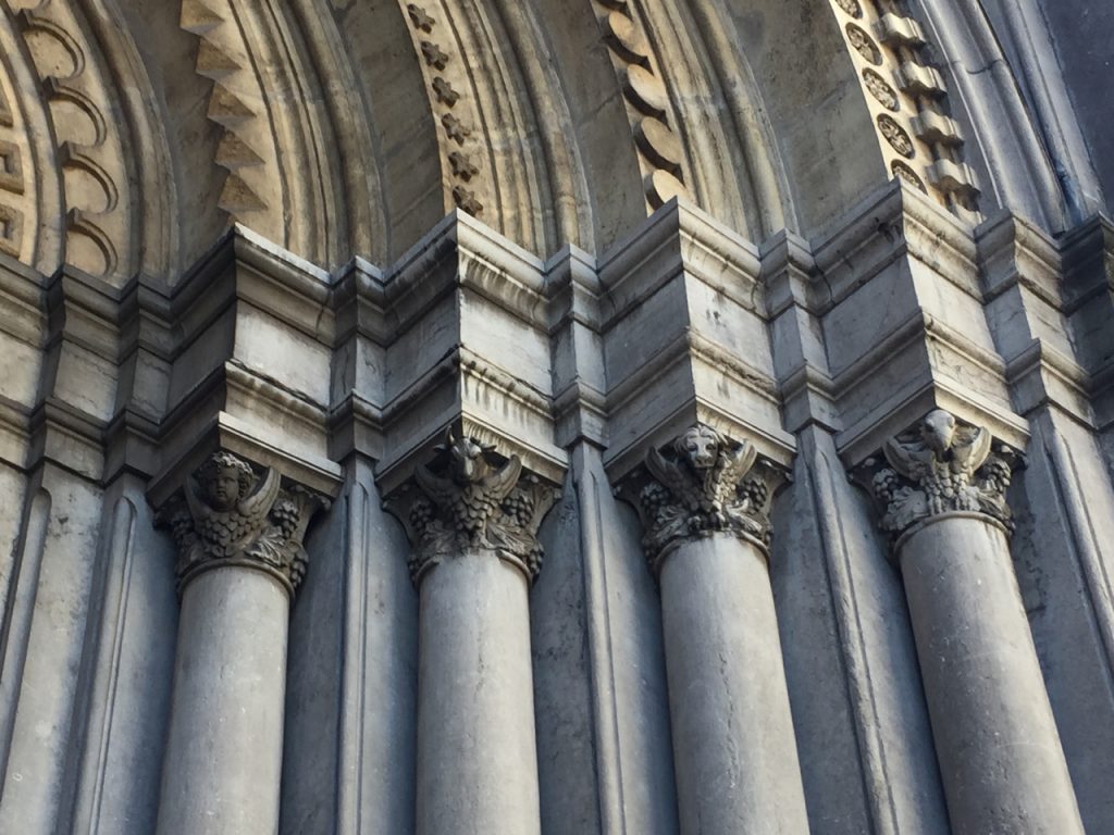 Column and carving details from the beautiful Basilica in Schaerbeek, Brussels